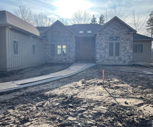 New House with concreate pathway